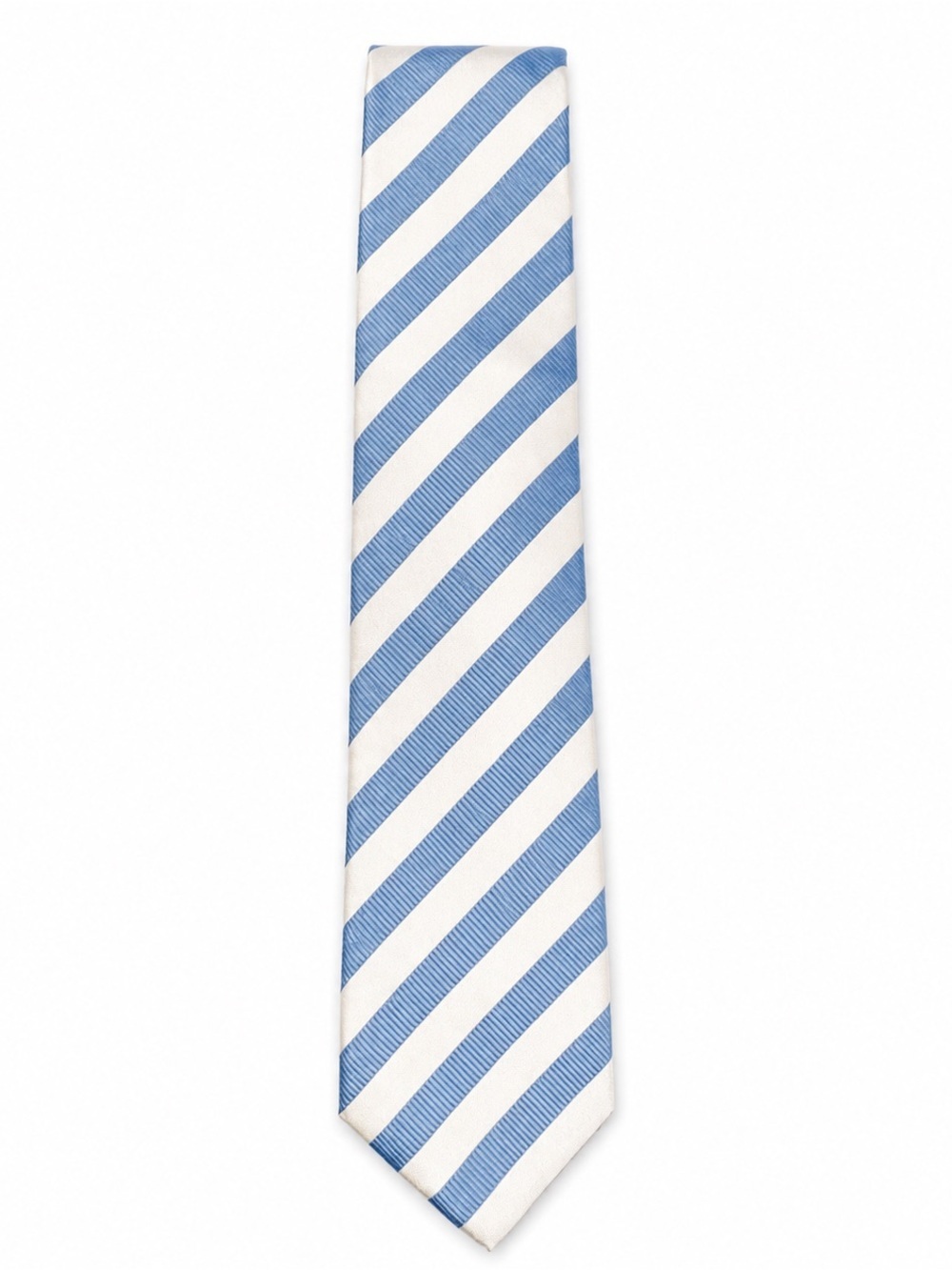 Men's Tie Carolina Blue White Diagonal Stripe Woven Polyester HPI Direct 59" - Picture 2 of 5